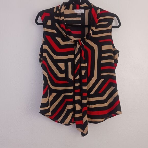 Calvin klein tie neck sleeveless blouse size M - Picture 1 of 7